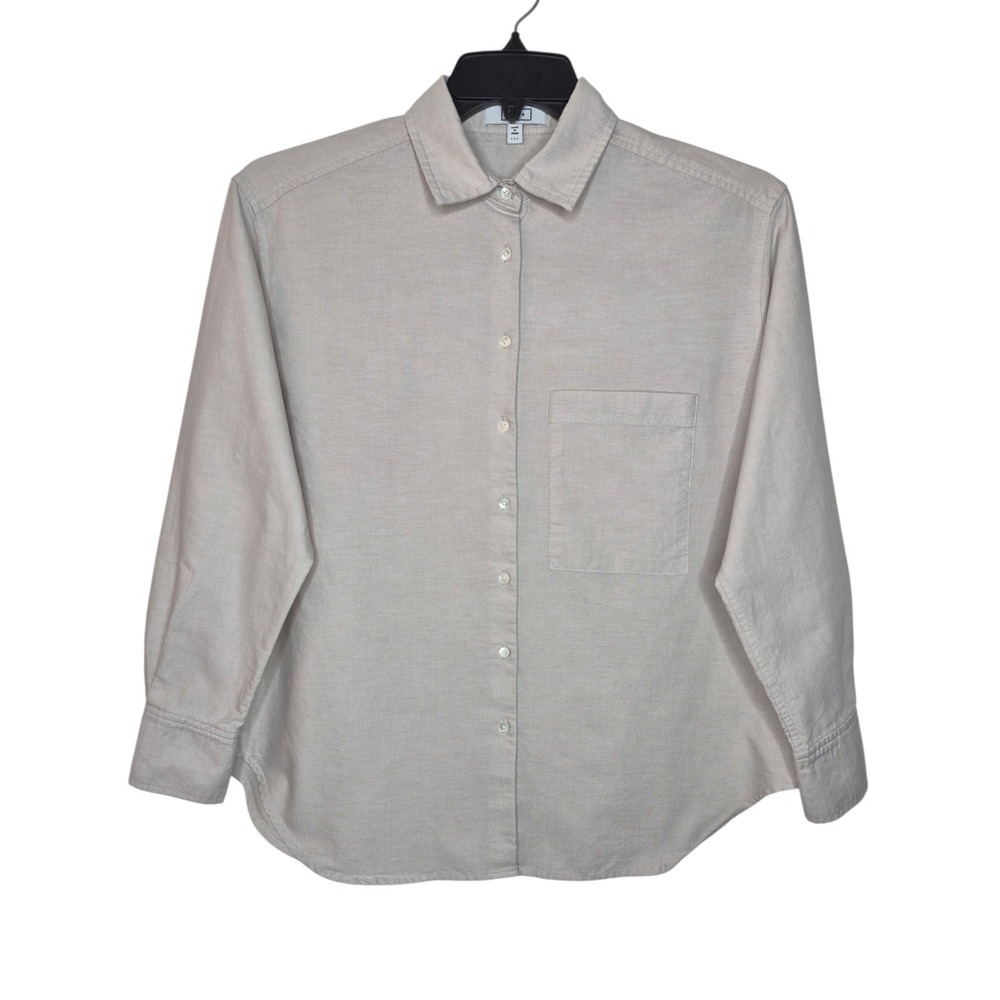 AYR The Deep End Button Down Shirt Off White 100% Cotton Womens Small S 24x27.5
